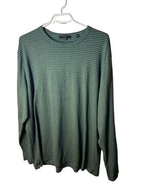 Vince Men's Green Striped Long-Sleeve Sweater XXL